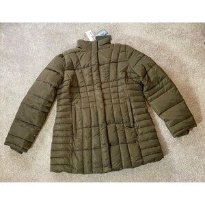 NWT Spire Puffer Jacket 32" Long Water-Resistant Puffer Jacket Olive Green XXL